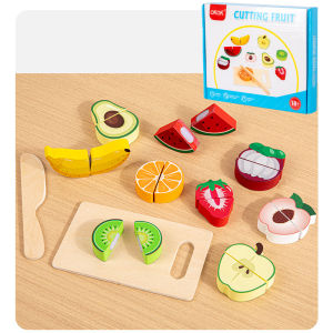 Wooden Baby Montessori Pretend Play Kitchen Toys Fruit & Vegetable Food Cutting Play House Interactive Children Educational