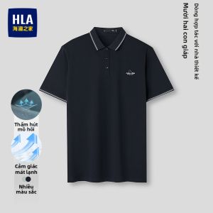 HLA | Áo Polo Tay Ngắn Co Dãn Thoáng Khí Hấp Thụ Mồ Hôi Làm Mát