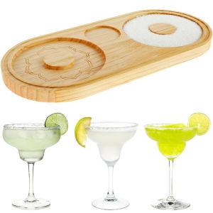 Decorative Margarita Salt Rimmer Set 1/5 Tier Bamboo Glass Rimmer Sugar and Salt Cocktails Rimmer Home Bar Bartender Accessories
