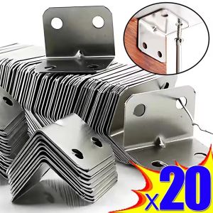 50Pcs L-shaped Corner Brace for Furniture / Heavy Duty Stainless Steel Joint Connector / Right Angle Corner Bracket / for Cabinet Shelves