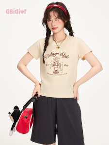 Gbiaior Sorona Short Sleeve T-Shirt Womens Slim Fit Sweet Cool Medium Short Style Cotton Polyester Printed Summer Top