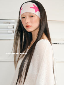 Womens Knitted Hairband Fitness Sports Star Pattern Elastic Headband Autumn New Style Fashionable Hair Ties for Yoga