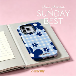 Potdemiel | Cobalt Blue Floral For 2 in 1 Flower Case For iPhone 17 16 15 14 13 Pro Max Luxury Phone Cover CaseChic
