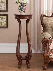 Rustic American Country Style Wooden Plant Stand Living Room Floor Mounted Flower Pot Rack Artistic Vase Plant Stand