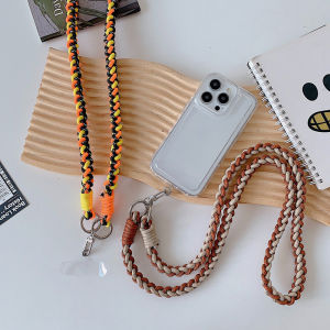 Four Strand Long Rope Cartoon Pendant Colorful Diagonal Mobile Phone Case Lanyard Can Be Worn Outdoor Long Thick Anti-Loss Mobile Phone Chain
