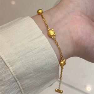 24K Gold Hello Kitty Bear Rabbit Bracelet Womens Cute Cat Cat Bear Bracelet Fresh out Original Design Alloy Plated Silver