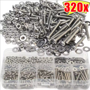 320pcs/Set M3 Stainless Steel Nut and Bolt Assortment Kit / Phillips Hexagon Head Screw Nut and Washer Set / Metric Machine Screws Hardware Accessories