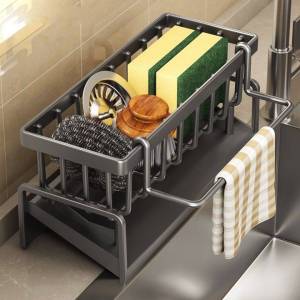 Kitchen Sink Drain Rack Stainless Steel Sponge Holder Bathroom Organizer Soap Holde Dish Rack