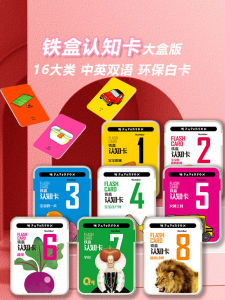 Iron Box Cognitive Card 8 Boxes Baby Early Learning Card Newborn Toys Not Easy to Tear up Word Recognition Card Flip