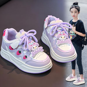 MeiLetti Girls Sport Shoes Low-Top Leather Surface Anti-Slip Casual Shoes Spring 2025 New Arrival Childrens Flat Shoes