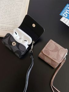 Fashionable Khaki Leather Texture Print AirPods pro 3 Case Protective Cover for Bluetooth Earphones pro 2  2 Anti-Fall Bag AirPods 3 Soft Shell 5th Generation AirPods 4