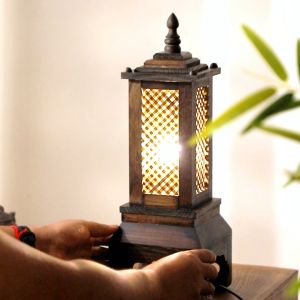 โคมไฟตั้งโต๊ะ ขาคู้ โคมไฟหัวเตียงห้องนอน ห้องนั่งเล่น โคมไฟไม้ไผ่ ของตกแต่งบ้าน ประดับด้วยโรงแรม ร้านกาแฟ โคมไฟแสงสีอ่อน