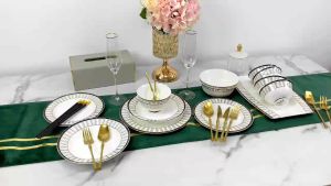 Tô Chén Đĩa Sứ Xương Viền Vàng Cao Cấp Segesta Sang Trọng Phong Cách Bắc Âu