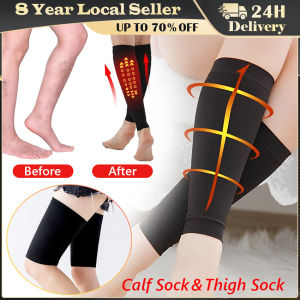 2Pcs Leg Shaper Pressure Calf Thigh Stretch Socks Women Slimming Weight Loss Thigh Shaped Sock Cellulite Burning Calory Stocking