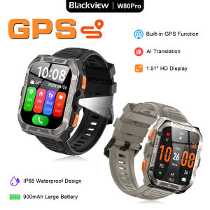 Blackview New Outdoor Smart Watch with LED Flashlight W80 Pro GPS Smartwatch 900mAh 1.91 TFT Display Watches for Men Women