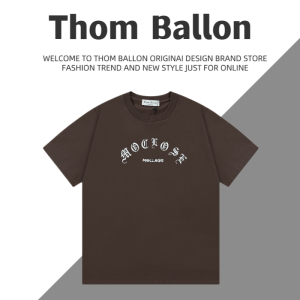 Thom Ballon American High Street Fashion Brand Cotton Summer Casual Mens round Neck Short Sleeve T-Shirt