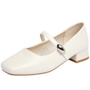 Josiny | Square Toe Mary Jane Strap Heeled Pumps