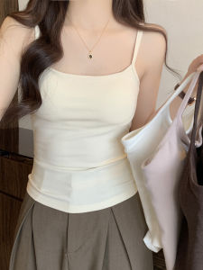 Womens Camisole Vest Top Summer New Style White with Chest Pad Hide Side Breast Outerwear Base Shirt Office Commute Cotton Blend