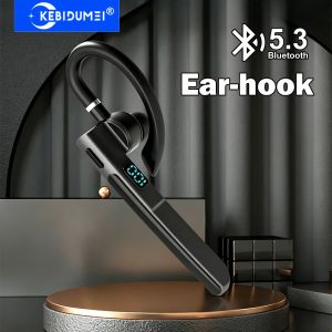 Kebidumei | KEBIDUMEI Bluetooth 5.3 Ear-hook Wireless Headset Sports Business Earphone with LED Display HIFI Stereo Waterproof Single Earbud