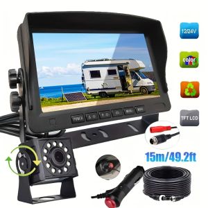 Backup Camera Plug and Play 7In HD Rear View Camera with 12LED IR Night Vision Reverse Camera for Truck Trailer Camper Parking