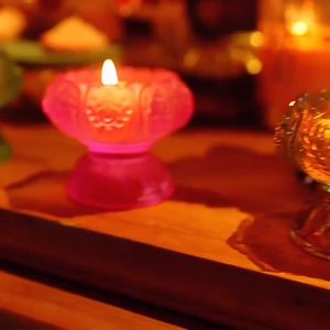 Chân nến lưu ly đựng nến bát cát tường vật phẩm phong thủy thờ cúng