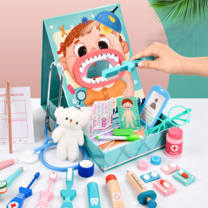 Dental Research Institute Kids Oral Dental Small Doctor Nurse Wooden Artificial Dentist Baby House Playing Toy