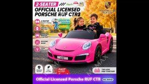 MAMAX🔥NEW🔥【SG Ready Stock】2-Seater Official Licensed Porsche RUF CTR3 Kids Electric Ride On Toy Car★Remote Control✅Lights&Music✅FREE Assembly Service✅12V10A✅4 Wheel Drive✅Rocking Mode✅