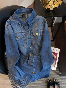 PAIBOLI | Retro Oversized Long Sleeve Denim Shirt