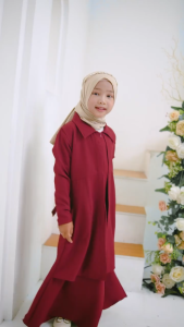 Tasya Dress Kids Gamis Anak Perempuan Usia 5-12Th Baju Muslim Variasi Double Layer Outer Menyatu