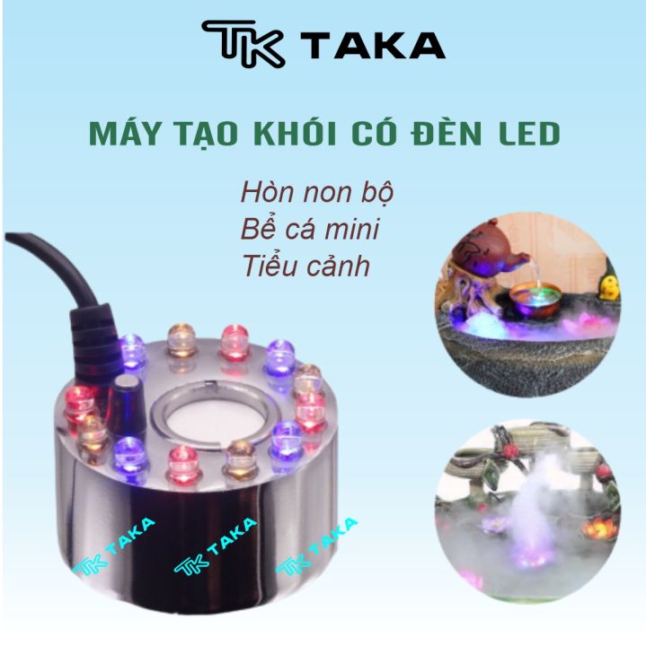 Máy tạo khói bể cá mini phun sương, đèn led đổi màu bằng kim loại chống ...