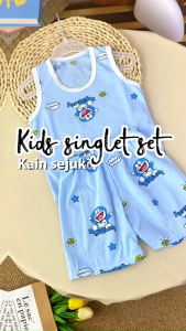 CantikBaby | Baju Singlet Bayi Budak Kanak-kanak Murah Singlet Pakaian Rumah Kain Sejuk Corak Comel 6 Bulan-5Tahun l Cute KS Singlet Set Suitable Hot Weather for Girl & Boy Clothes