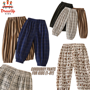 Trendy Corduroy Pants for Kids 1-8 Comfortable Trouser Checkered Striped Design Boy Girl boys kids