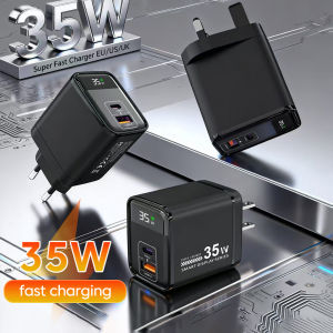 Olaf | 35w Charger 25wUSB or Type-C PD35w Fast Charging Digital Display Phones Adapter For iPhone Xiaomi Huawei Samsung POCO Cellphones