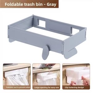 Foldable Wall Mounted Kitchen Trash Can Holder Plastic Bag Storage Rack New Model Home Cabinet Door Hanging Garbage Bag Stand