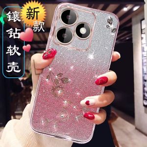Luxurious Glitter Diamond Gradient Silicone Phone Case Full Cover Protection for Huawei Honor X60i Womens New 5G Soft Shell Trendy