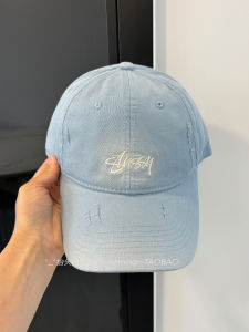 American Style Embroidered Wide Brim Baseball Cap Womens New 2025 Blue Hat Versatile Duckbill Small Face Illusion Cap