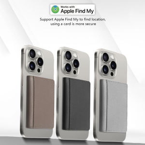Luxury Leather Magnetic Storage Charge Wallet Bracket For iPhone 16 15 14 13 12 Pro Max Findmy Magsafe With Tracking Anti-theft