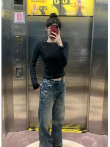 Áo Thun Dài Tay Màu Trắng Cho Nữ Mùa Xuân 2025 Phong Cách Mới Dáng Ôm Vừa Vặn Cổ Tròn Tay Dài Ngắn Thường Ngày