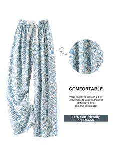KASIHAN | Cool Breathable Cotton Silk Wide Leg Loose Lounge Pants