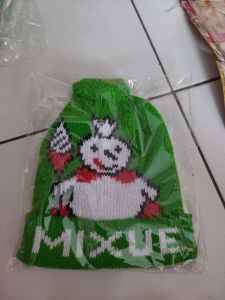 Kupluk pompom anak jambul satu mixue topi kupluk bayi mixue 1 bln sampe 2 thn