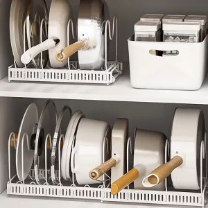[OKLIFE. SG]Cabinet sink dish condiment table organizer pot cover storage rack Telescopic kitchen layered storage rack
