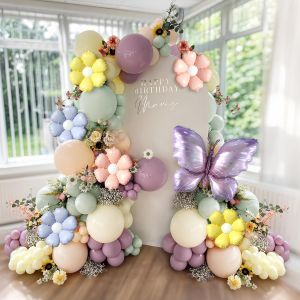 137pcs Pastel Butterfly Balloon Arch Kit - Lavender Floral Garland with Daisies for Fairy Baby Showers Garden Parties Birthday