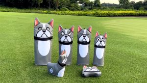 PLAYEAGLE Lovely Golf Wood Headcovers Pu leather ShibaInu Golf Putter Head Covers Blade Putter Cover Mallet Putter Covers