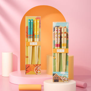 Natural Bamboo Anti-Slip Training Chopsticks for Children Aged 6-12 Baby Special 3-6 Years Old Home Use Cute Design Dining Utensils