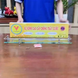 Kệ kính cường lực sus 304 đặc có lan can quanh VINA KK232A size 10x12x50cm