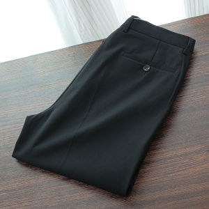 Business Casual Mid-Waist Straight Leg Mens Black Trousers Autumn Winter Simple Fashion Professional Suit Loose Long Pants