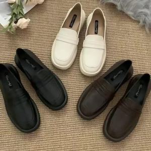 Giày Lười Oxford Da Nữ Có Lót Ấm