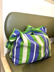 Ceefun Original Green White Stripes Large Capacity Shopping Bag Mother Bag Single Shoulder Foldable Eco-friendly Bag