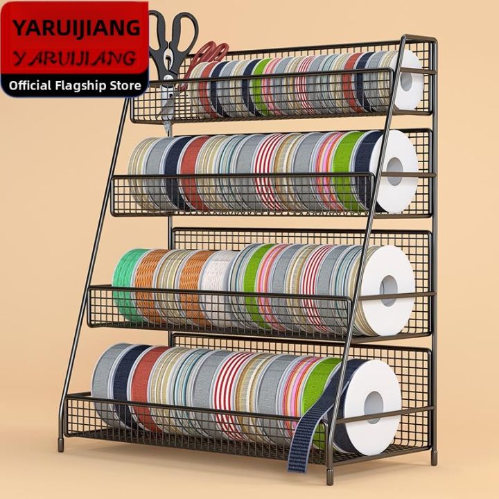 Florist Ribbon Rack Multi-Layer Iron Art Ribbon Storage Rack Cake Flower Shop Colorful ...