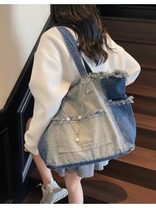 Túi Tote Đeo Vai Đa Năng Cỡ Lớn Thời Trang Đi Làm Cho Nam Và Nữ Túi Vải Jeans 2025 Túi Tote Dây Đeo Đơn Thường Ngày Dây Đeo Cổ Tay